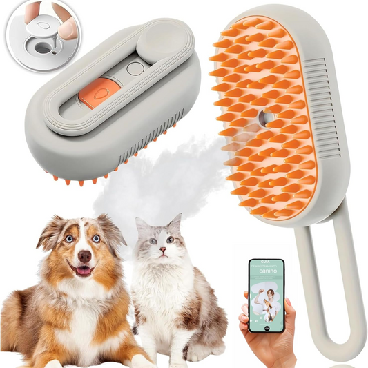 Cepillo Vapor para Gatos y Perros 3 en 1 con Guía de Adiestramiento Incluída.
